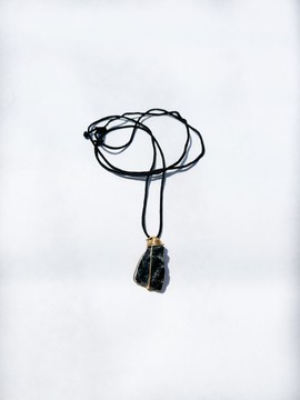 Black Tourmaline Crystal Necklace - 002