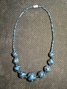 Collier YEMOJA NDOP turquoise en perles WAX tissu-pagnes