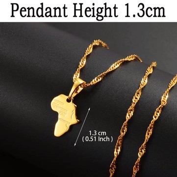 Mini collier carte africaine plaqué or 18 carats