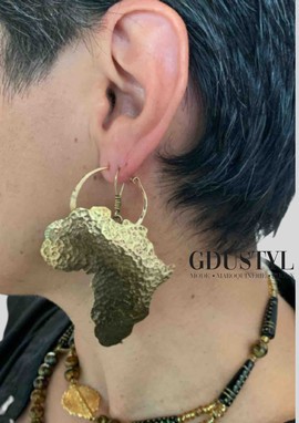 Boucles d'oreille en bronze carte d'Afrique "Kama"
