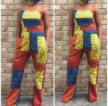 Mixed Print Ankara Jumpsuit