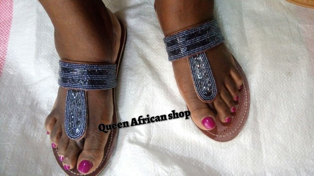 African Kenyan Women Maasai black sandals