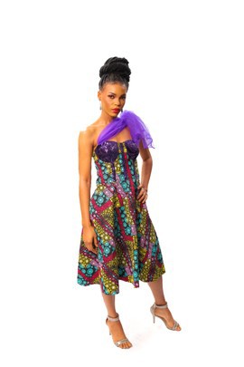 Ankara Off Shoulder Corset Dress, African Print Corset Dress, Ankara Dress