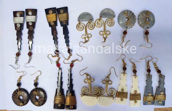 Brass earrings , brass and bone earrings , Wholesale brass earrings