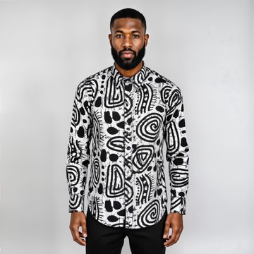 Long Sleeve African Print Shirt