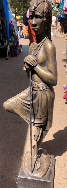African warrior bronze sculpture