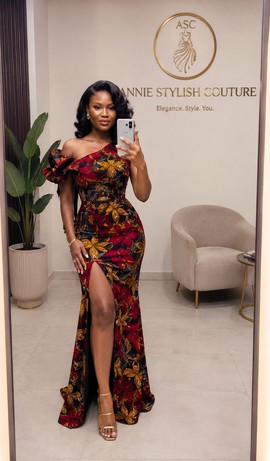 Karo One-Shoulder Ankara Marmaid Gown/ Dress