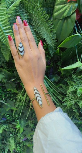 Bronze &amp; bone “Lesotho” cuff bracelet