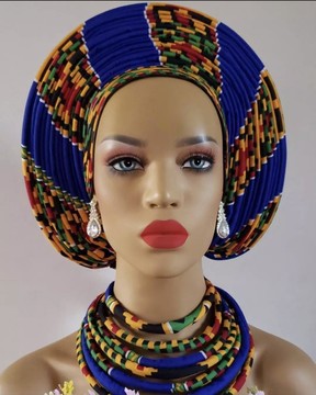Ankara Gele &amp; Accessory, Pre styled Head Tie, Auto Gele, Ceremonial Head Cover, Head Dress