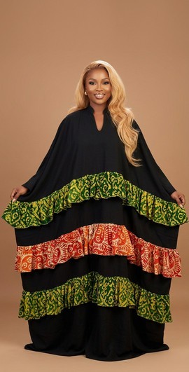 Ebony Heritage Tiered Batik Kaftan|Wedding|Ceremonialoutfit|Casual outfit|