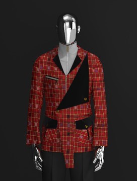 Red-black check tweed safari suit........................best seller