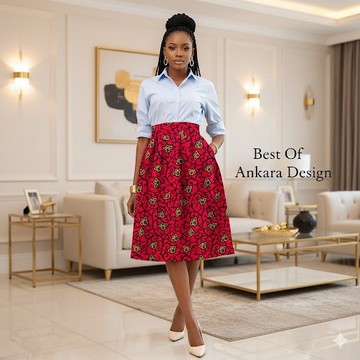 Elegant Ankara Midi Skirt – Classic African Print, Office-to-Event Chic