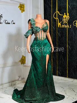 Green embellished dress, prom gowns, engagement dress