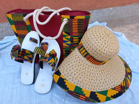 African handbag, Ankara handbag, summer hats, Ankara sandals
