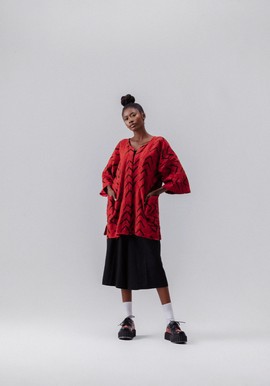 Berry Burst Bogolan Cloak