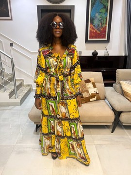 Yellow Chiffon Fit and Flared Maxi Dress