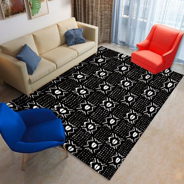 Cowrie Print African Style Area Rugs | Black &amp; White Carpet (LARGER SIZES AVAILABLE)