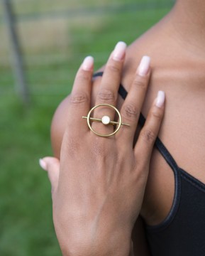 ✨ Bague « Équilibre » – Laiton &amp; Os ✨