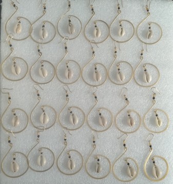 Brass earrings, wholesale earrings, Cowries shell earrings