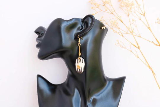 African brass earrings, Bone earrings, Elegant earrings, Dangle and Drop earrings, Christmas Gift