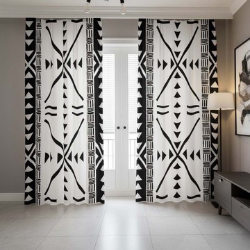 Traditional White and Black Curtains Blackout (Two-Piece) LARGER SIZES AVAILABLE