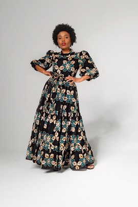ELNA BLACK FLORAL DRESS