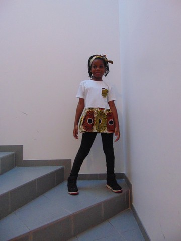 Tee-shirt customisé TUNIQUE-ROBE Fait Main Wax avec Bandeau assorti