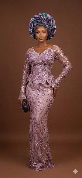 Women's Embroidered Sequined Peplum Blouse and Skirt Set