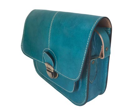 handmade blue genuine leather shoulder bag