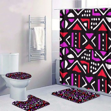 Cultural Unique Bath Mat White and Black Bathroom Rug (LARGER SIZES AVAILABLE)