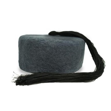 Tunisian Chechia With Pompom In Gray Wool