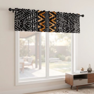 Geometrical Modern Adinkra Curtain Valance | African Window Décor | Bynelo