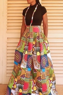 Claudia long patchwork skirt