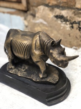 Rhino bronze sculpture/ table top home décor sculpture/ interior decor styling
