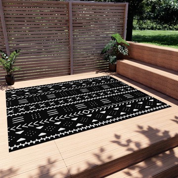 Black and White Outdoor Rug African Habitat Carpet (LARGER SIZES AVAILABLE)