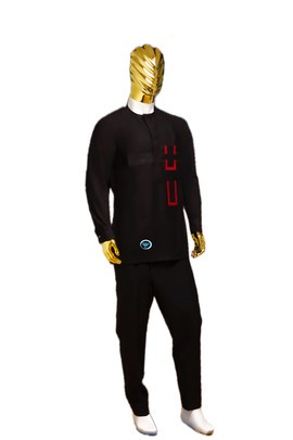 Manuel Fashion Black Kaftan with Red Accents