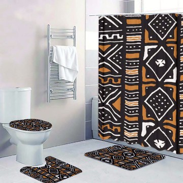 Cultural Unique Bath Mat White and Black Bathroom Rug (LARGER SIZES AVAILABLE)