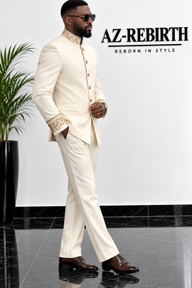 Men's safari embroidered suit