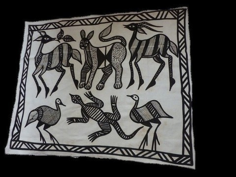 tableau batik scène du village 010