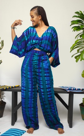 blue green aissa jumpsuit