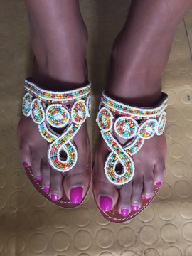 African women leather beaded sandals