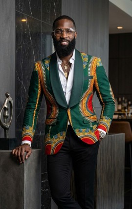 Blazer Ankara de Luxe avec Pantalon Noir