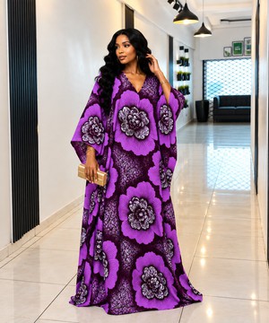 Robe de mode Ankara violette, magnifique robe africaine pour femme, robe kaftan Bubu