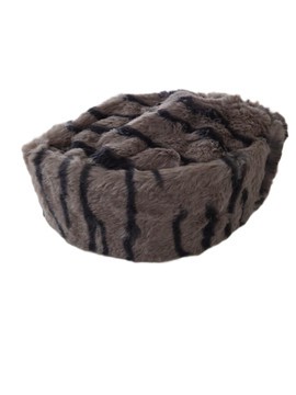 Muted Tiger Stripe Faux Fur Kufi Hat, Men’s Plush Traditional Cap, Luxury Animal Print Headwear