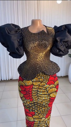 Luxury Handbeaded Ankara Outfit, African Ankara Fashion
