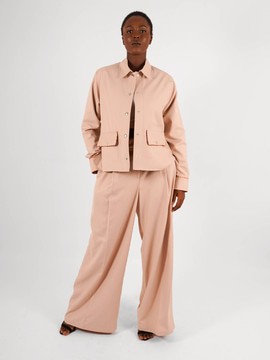 Pantalon à pinces gabardine beige