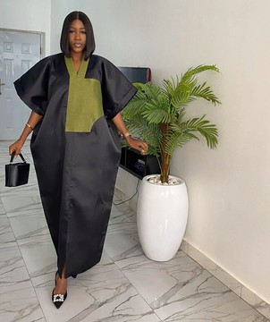 Elegant black Brocade boubou gown, plus size dress, reception dress