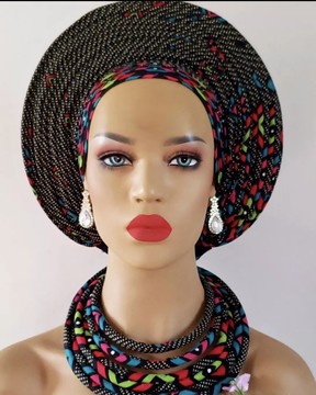 Ankara Gele &amp; Accessory, Pre styled Head Tie, Auto Gele, Ceremonial Head Cover, Head Dress