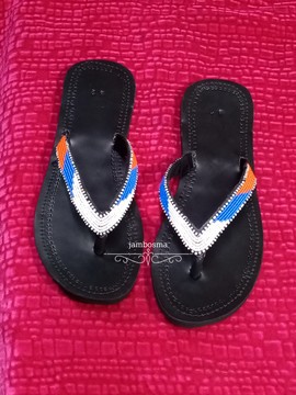 Sandales pour femmes africaines, sandales Massaï, sandales d'été, sandales en cuir perlé, chaussures pour femmes