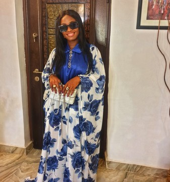 Elegant African Woman Flowered Chiffon Boubou for Weddings/Special Occasions/Plus Size
